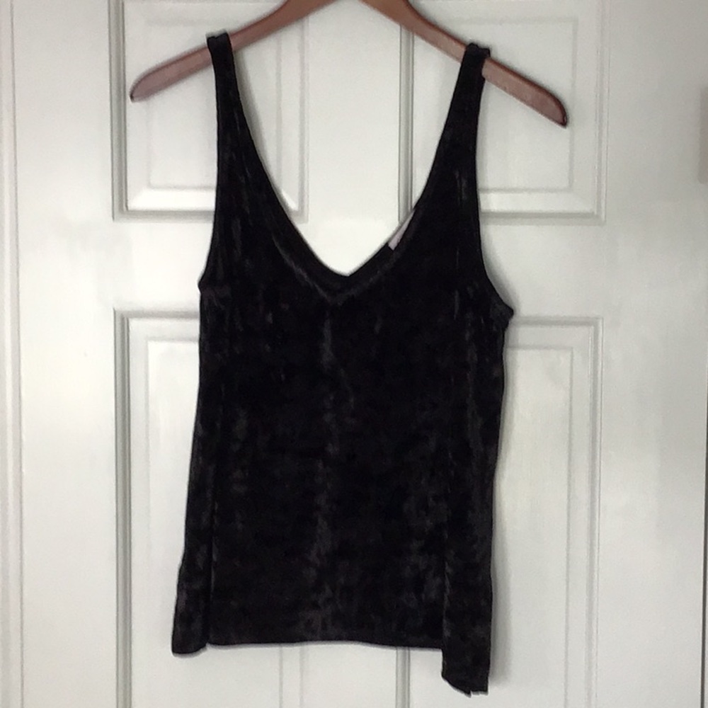 Women’s Black Velvet V-Neck Tank Top, worn once.